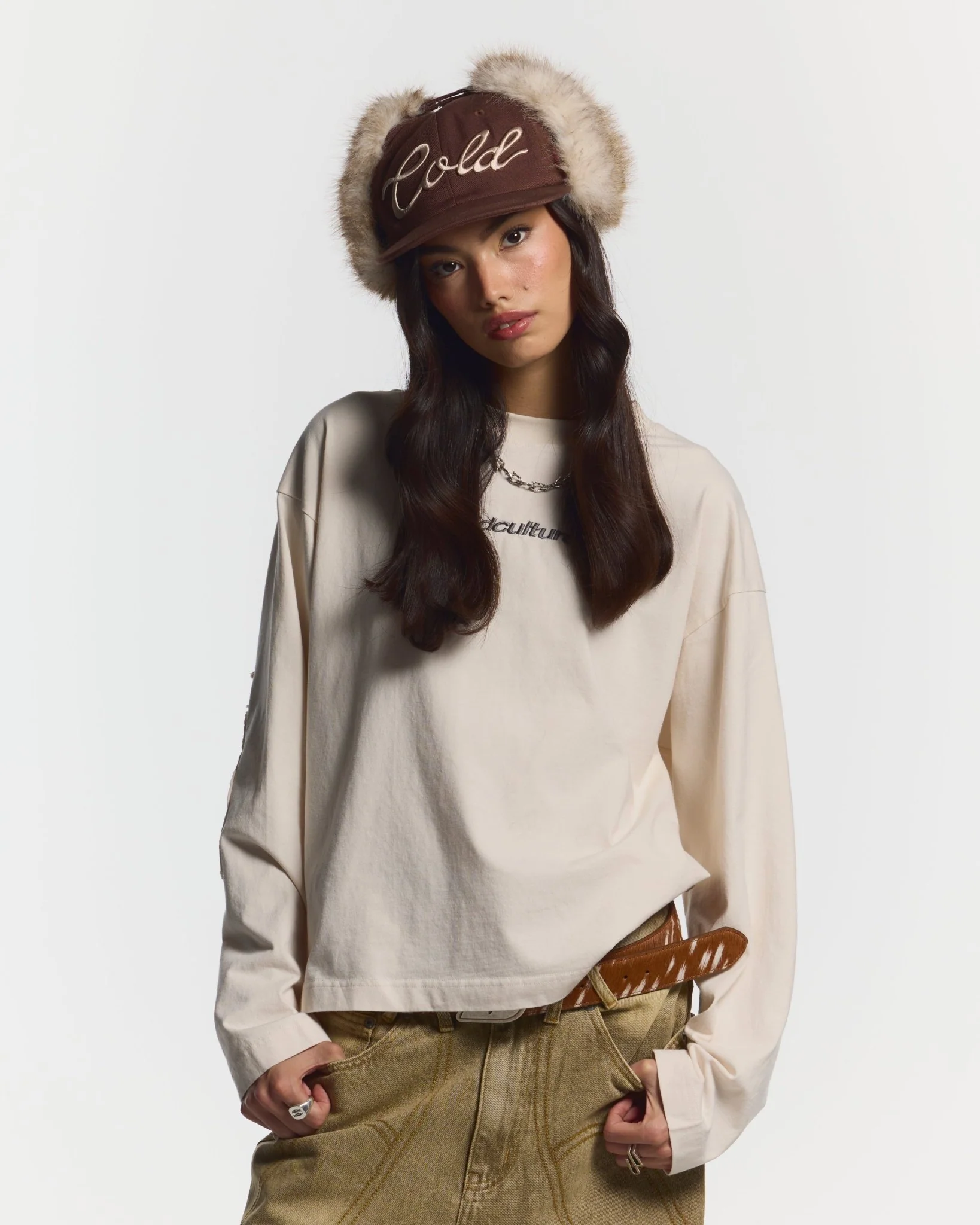 DISTRESS CURVED LONGSLEEVE LIGHT GREY - Image 6