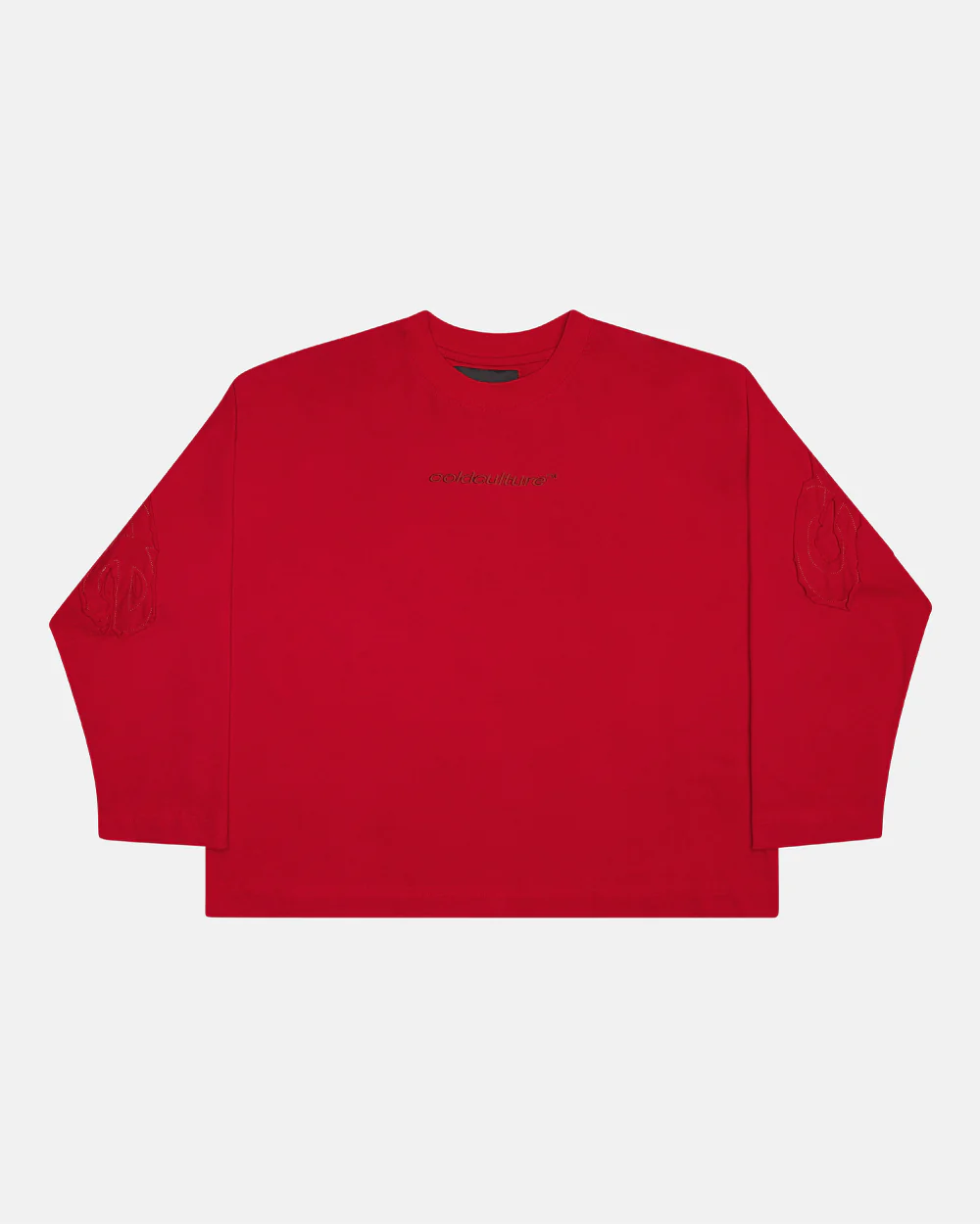 DISTRESS CURVED LONGSLEEVE RED - Image 2