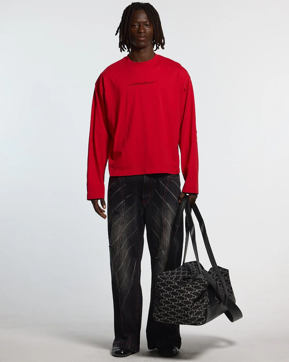 DISTRESS CURVED LONGSLEEVE RED - Image 4