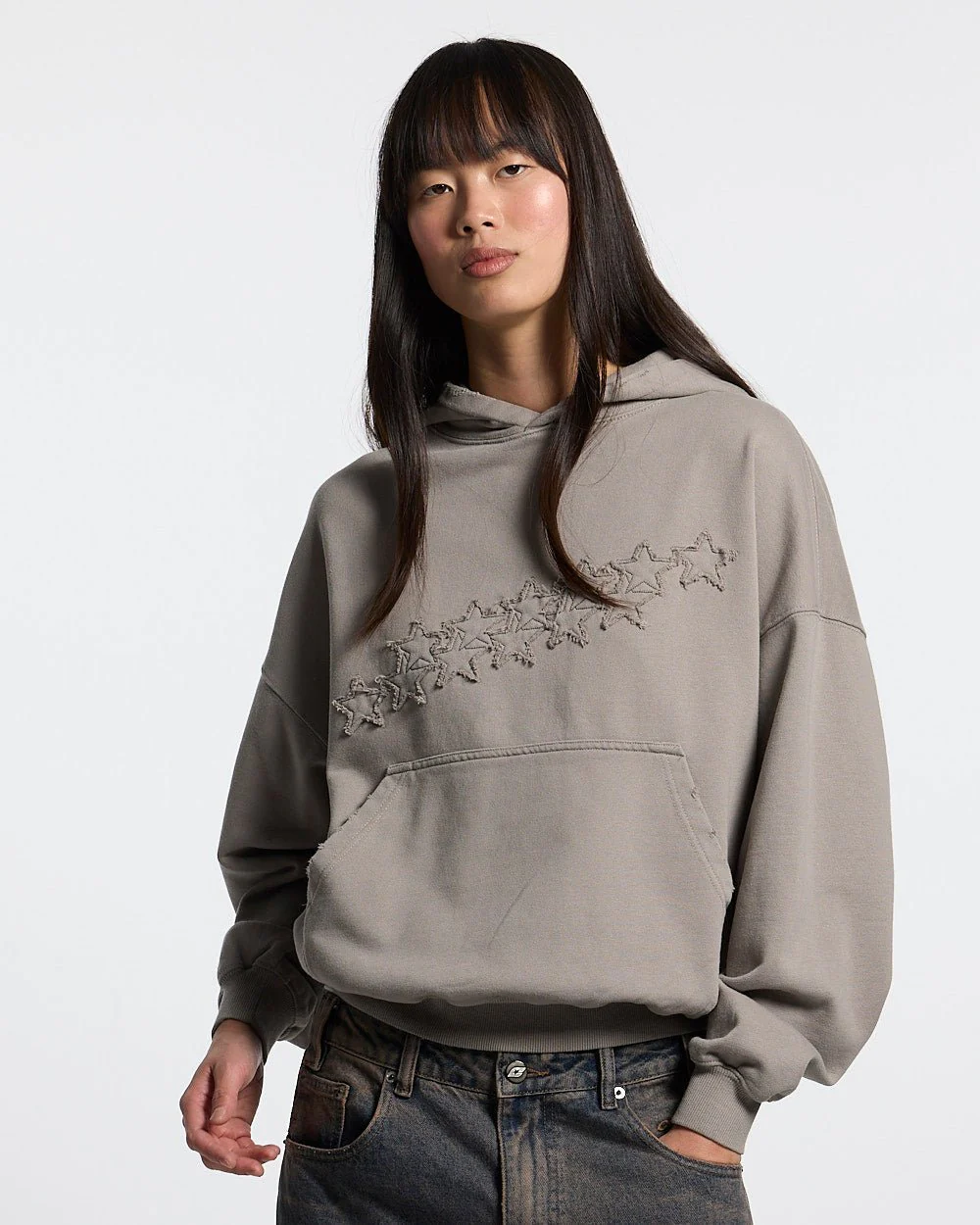 DISTRESS STARS HOODIE BEIGE - Image 5