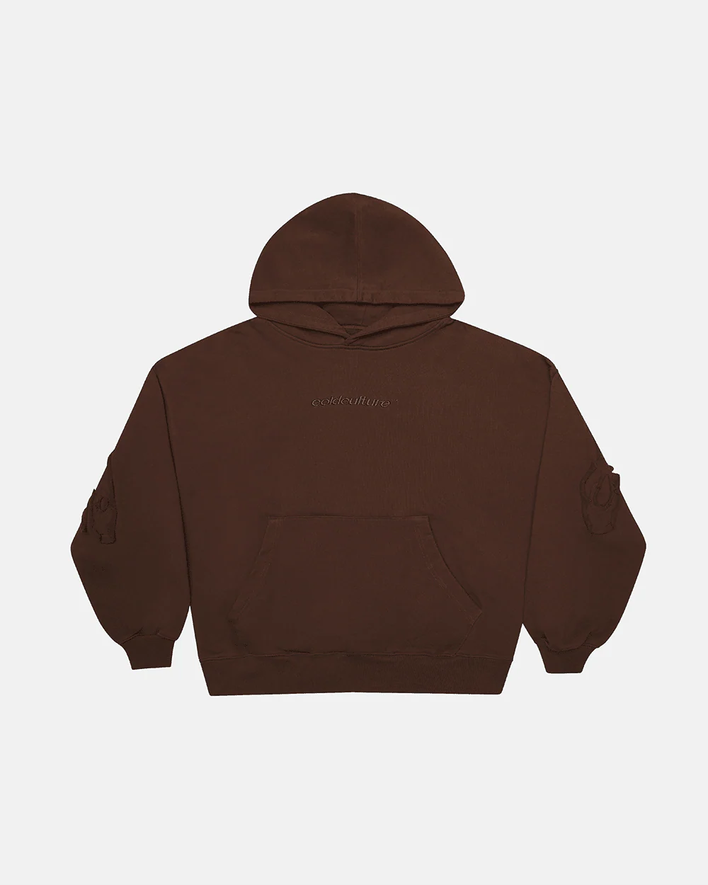 DISTRESS CURVED HOODIE BROWN - Image 4