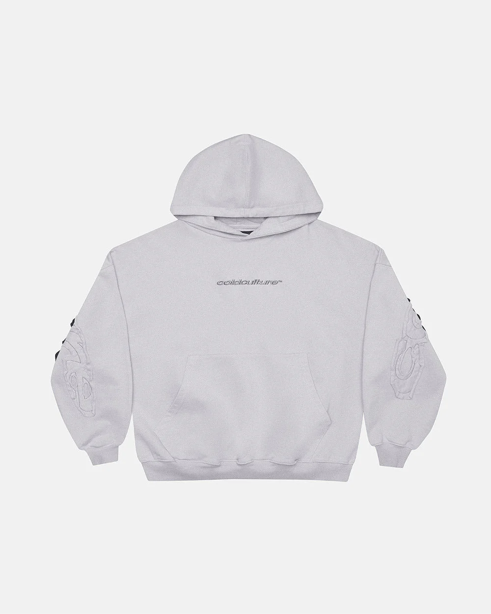 DISTRESS CURVED HOODIE LIGHT GREY - Image 3