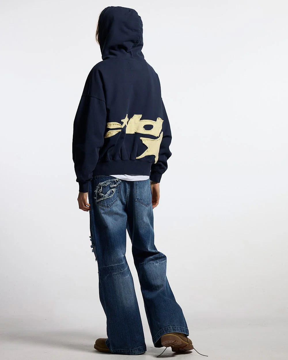 DISTRESSED DEFENSE HOODIE NAVY - Image 5