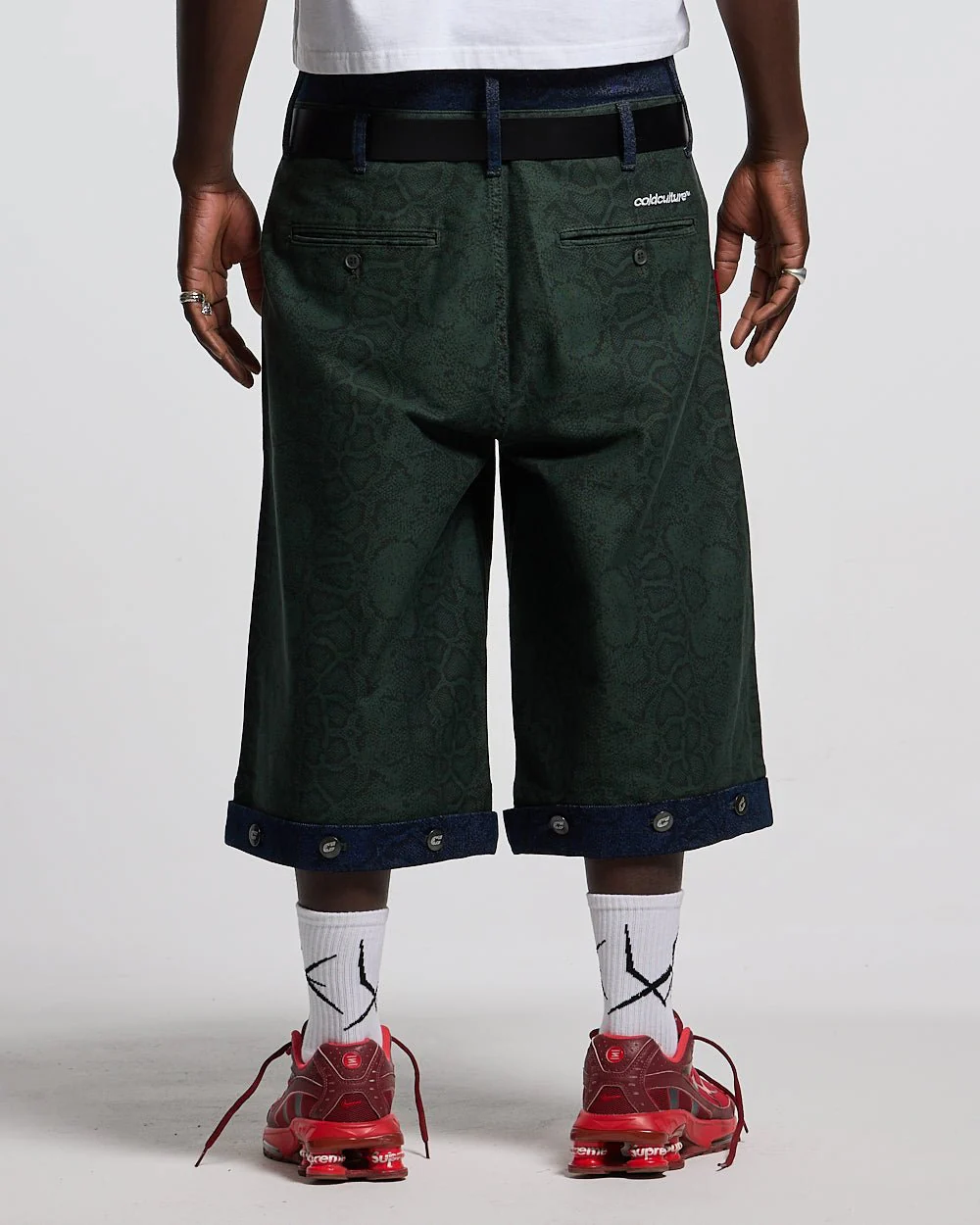 DOUBLE WAIST SNAKE SUIT JORTS GREEN - Image 4