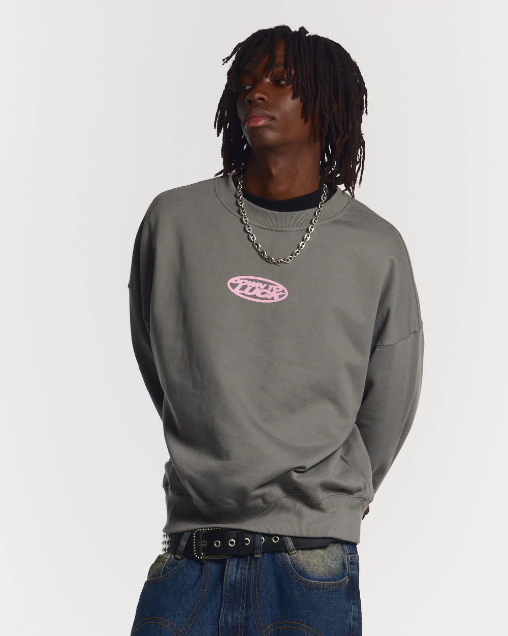 DOWN TO LUCK CREWNECK SMOKEY GREY - Image 4