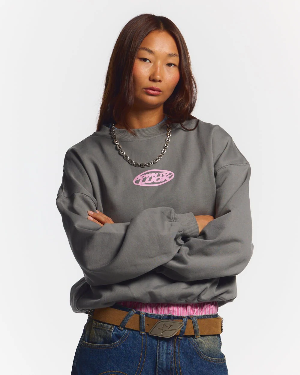 DOWN TO LUCK CREWNECK SMOKEY GREY - Image 6