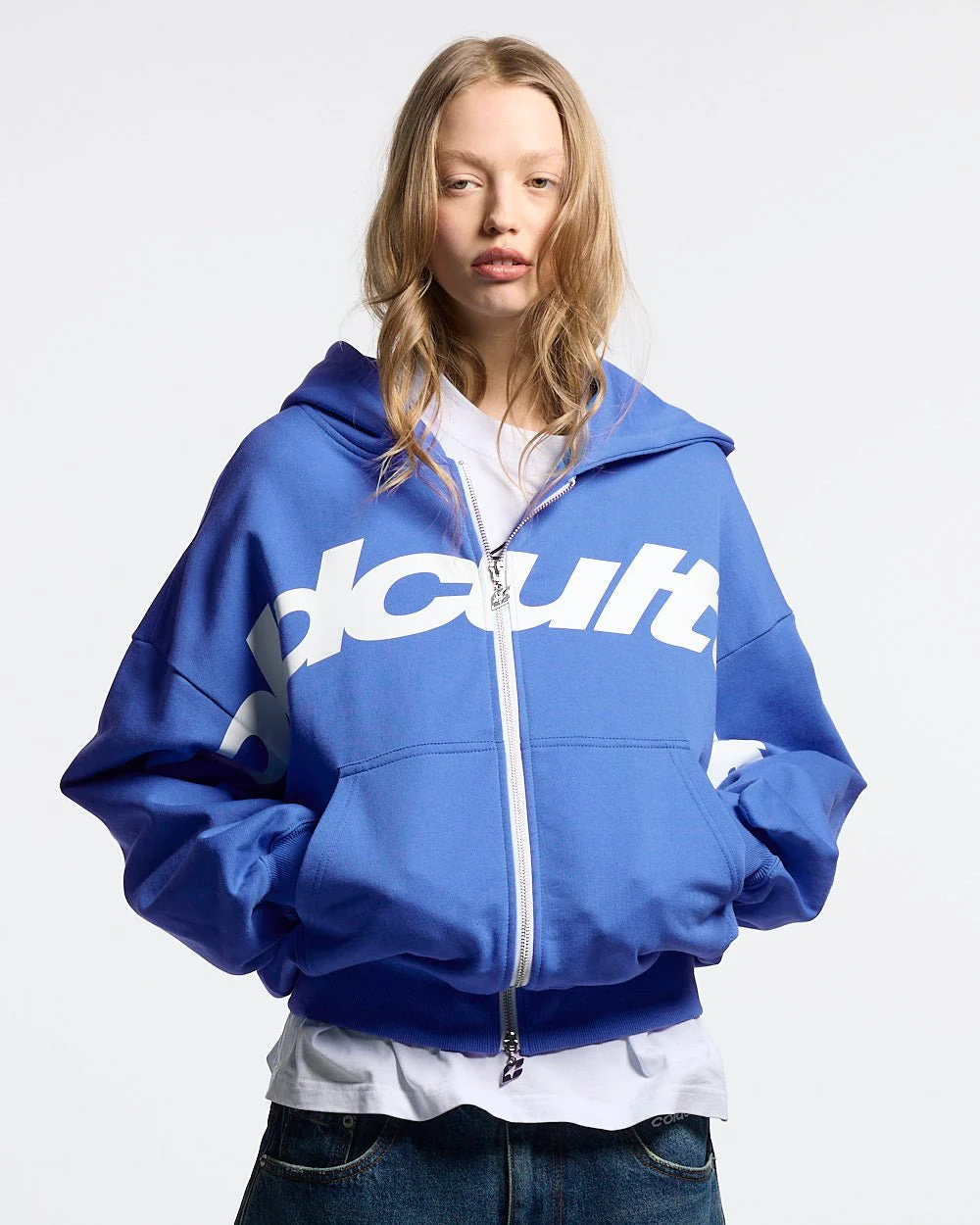 DRIVEN ZIP HOODIE BLUE & WHITE - Image 5