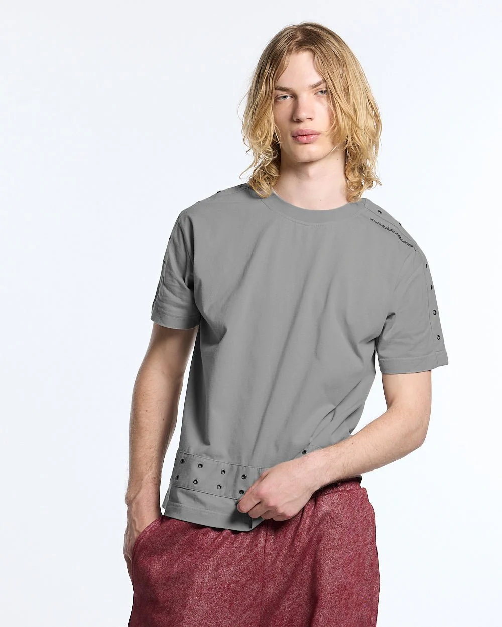 EYELET TEE LIGHT GREY - Image 2