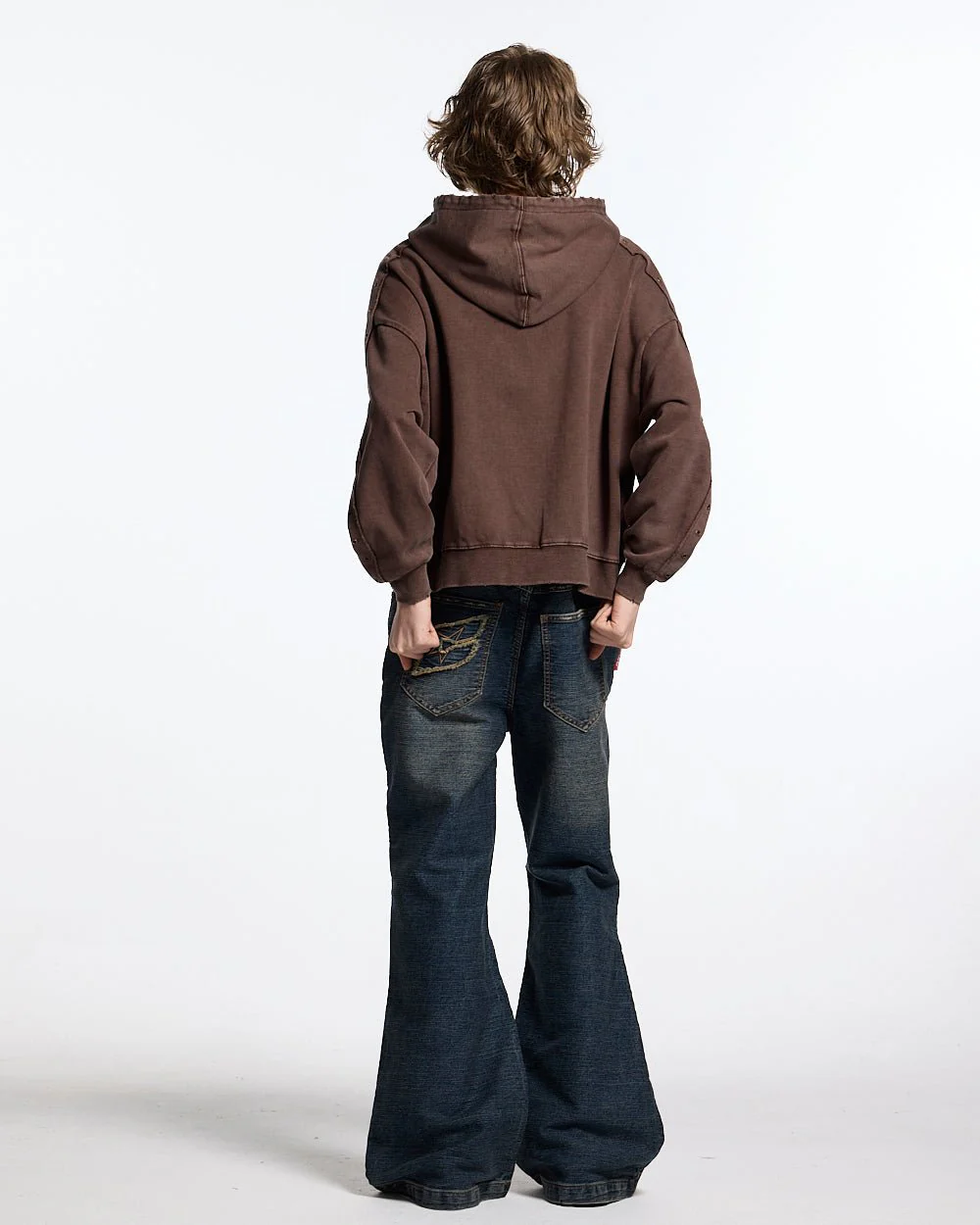 EYELET ZIP HOODIE BROWN - Image 11