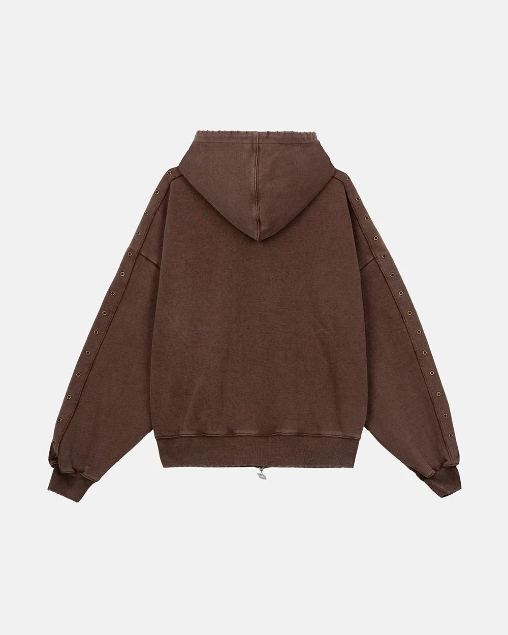 EYELET ZIP HOODIE BROWN - Image 3