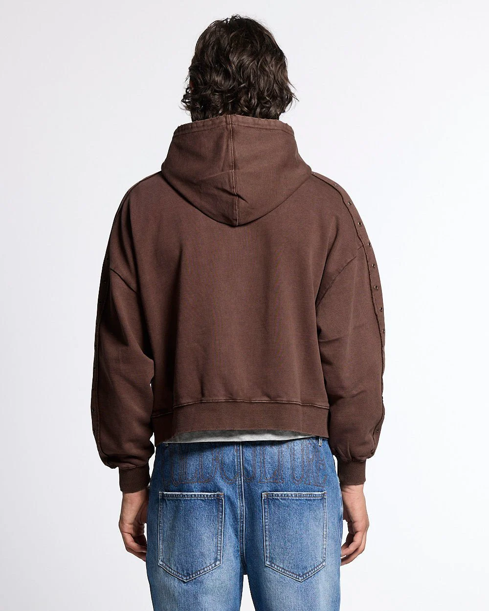 EYELET ZIP HOODIE BROWN - Image 4