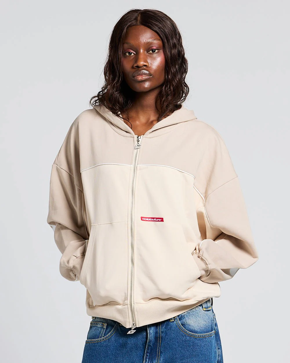 FLESH ZIP HOODIE BEIGE - Image 6