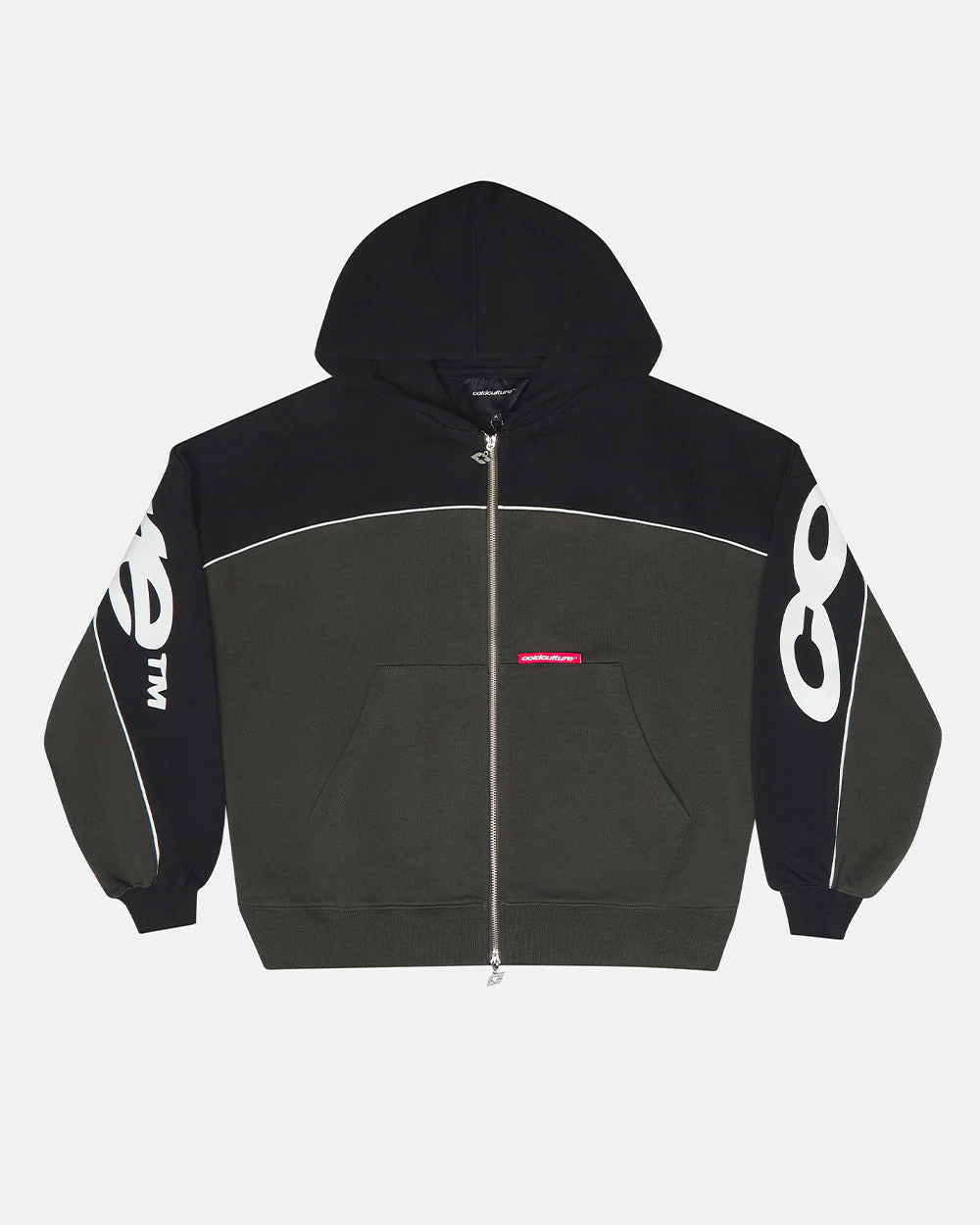FLESH ZIP HOODIE BLACK & GREY - Image 2