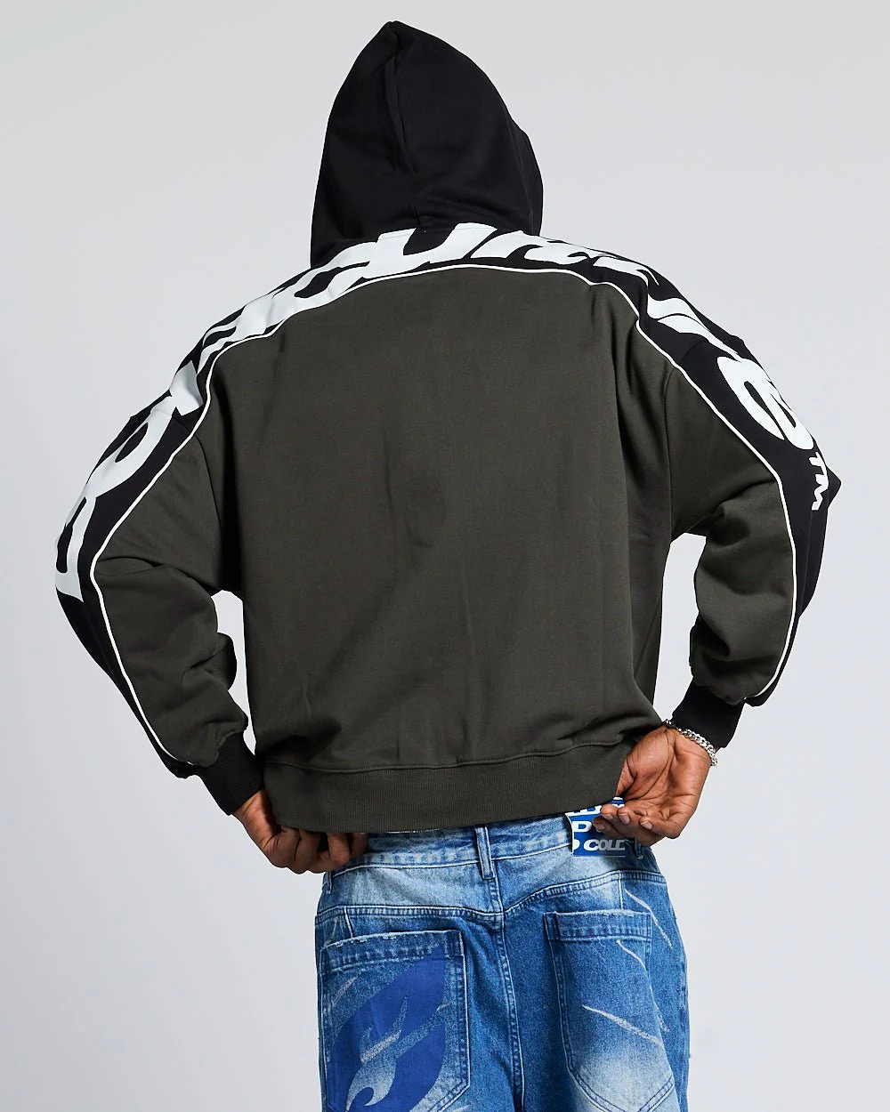 FLESH ZIP HOODIE BLACK & GREY - Image 3