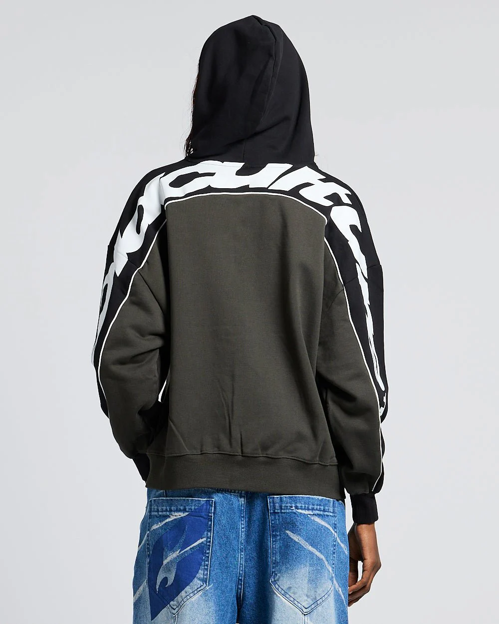 FLESH ZIP HOODIE BLACK & GREY - Image 6