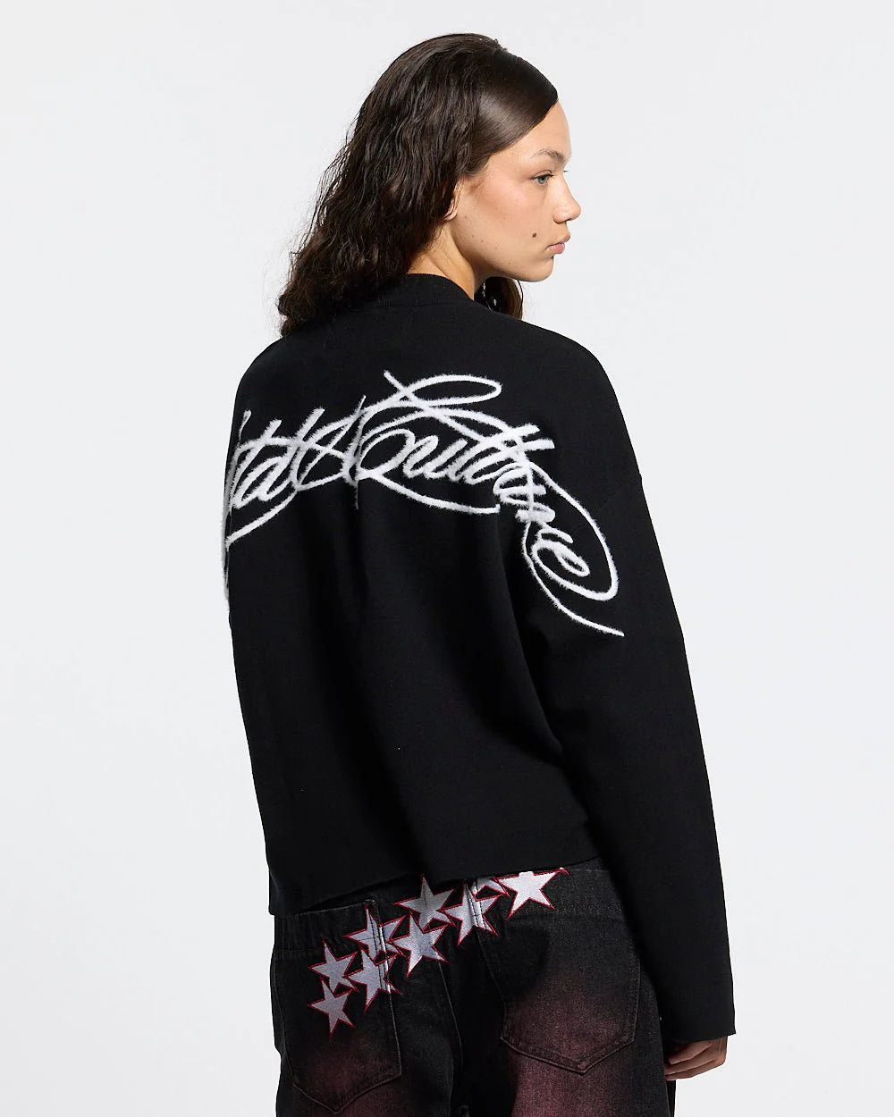 FURRY SCRIPT KNIT BLACK - Image 6