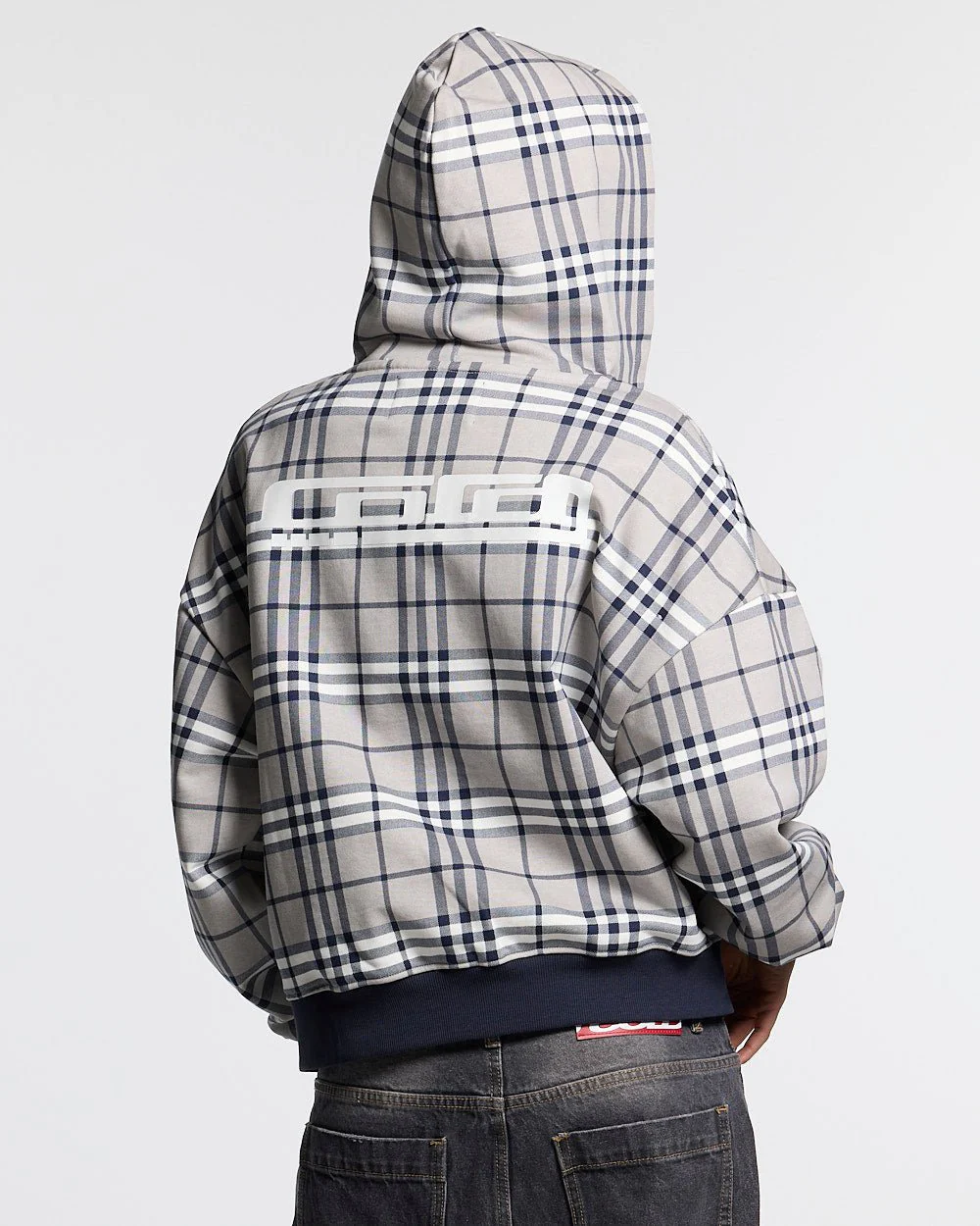 GRID ZIP HOODIE TARTAN DARK BLUE/GREY - Image 6