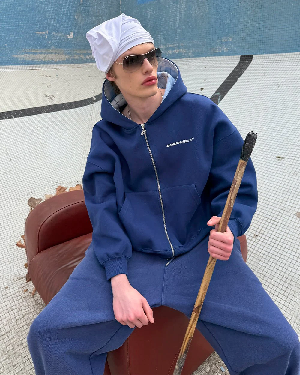 HIDE AND SEEK ZIP HOODIE NAVY - Image 9