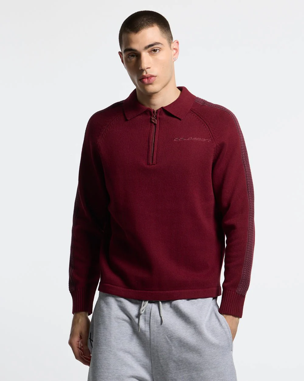 HIGHWAY QUARTER ZIP KNIT BURGUNDY - Image 2