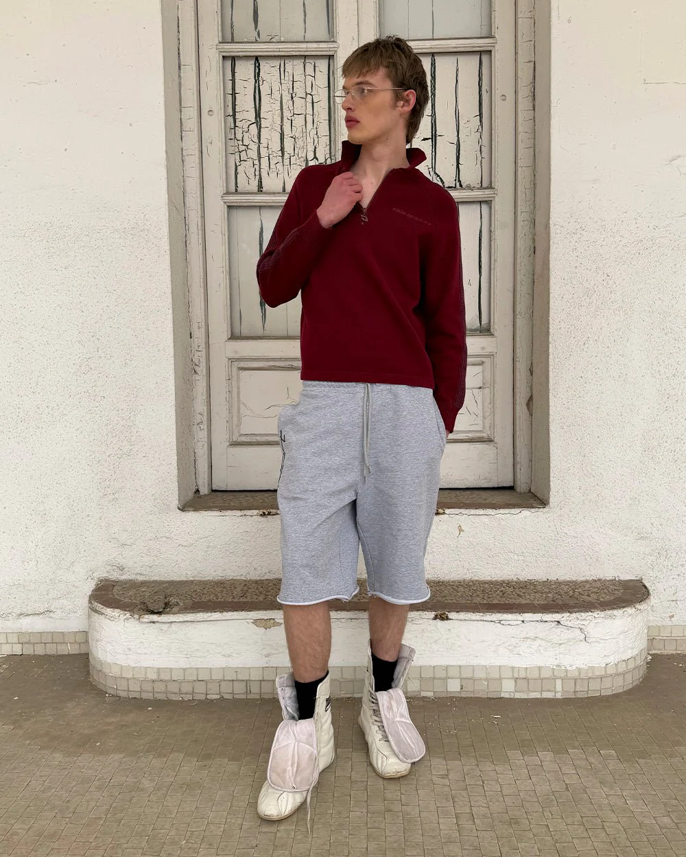 HIGHWAY QUARTER ZIP KNIT BURGUNDY - Image 8