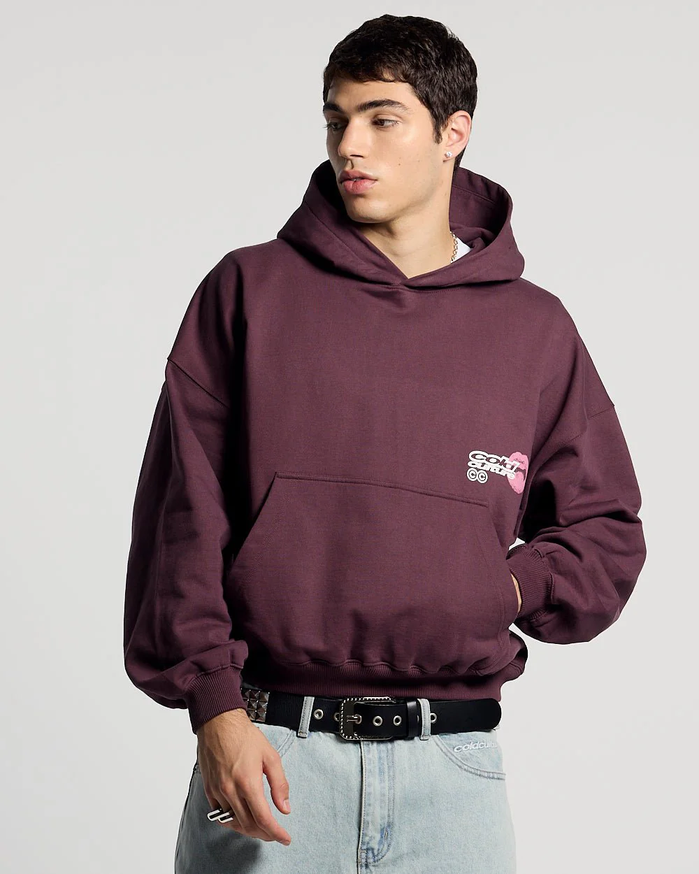 LIP COMBO HOODIE DARK BURGUNDY - Image 4