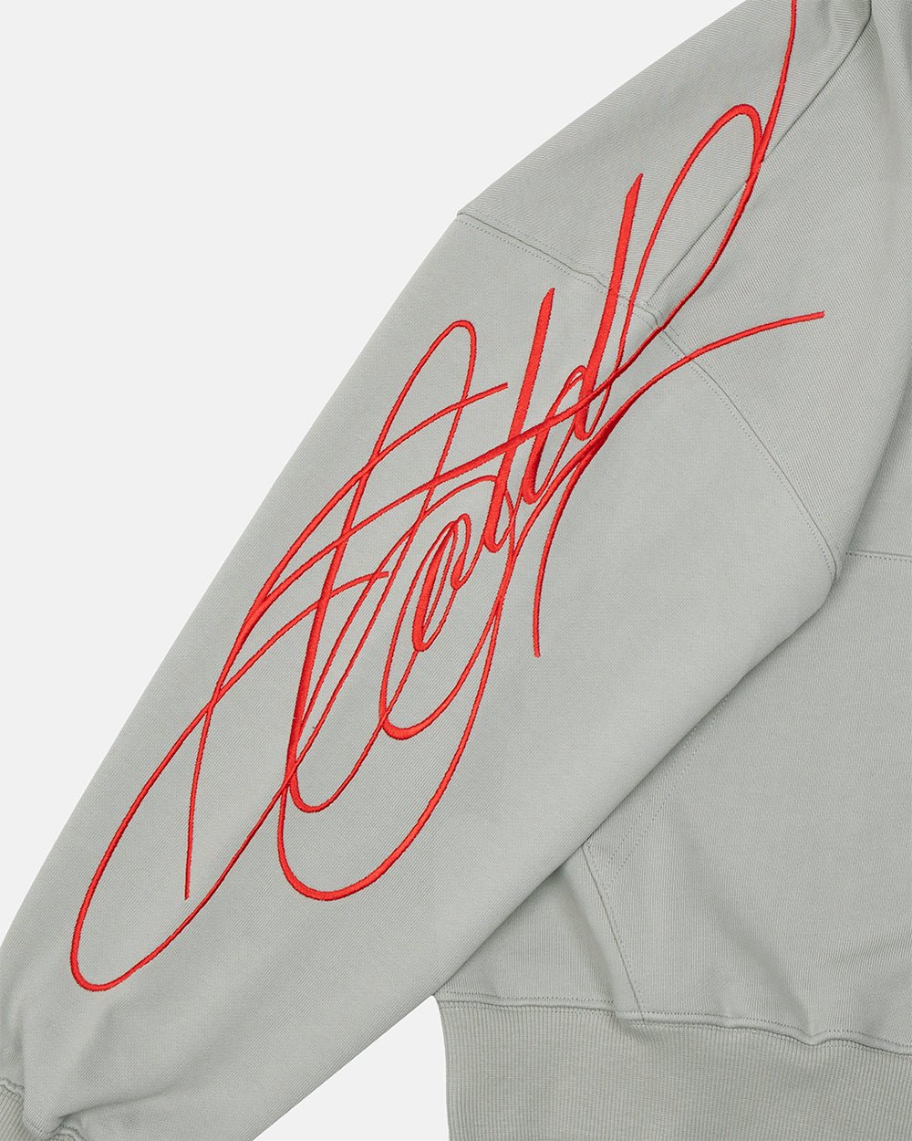NEW SCRIPT ZIP HOODIE GREY & RED - Image 5