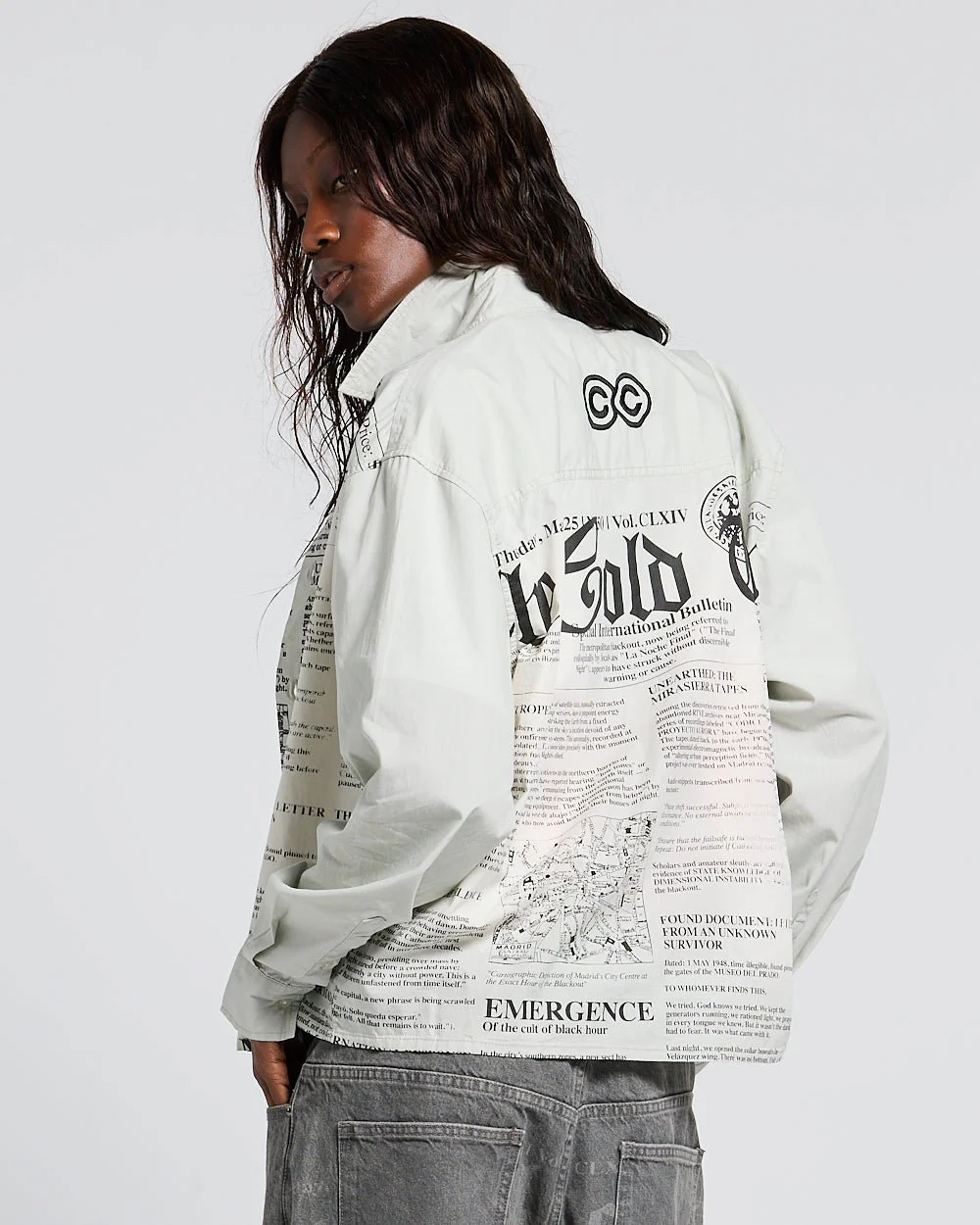 NEWSPAPER LONGSLEEVE SHIRT WHITE - Image 5