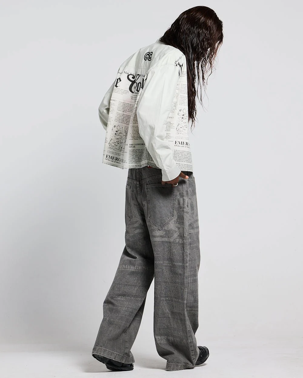 NEWSPAPER LONGSLEEVE SHIRT WHITE - Image 6