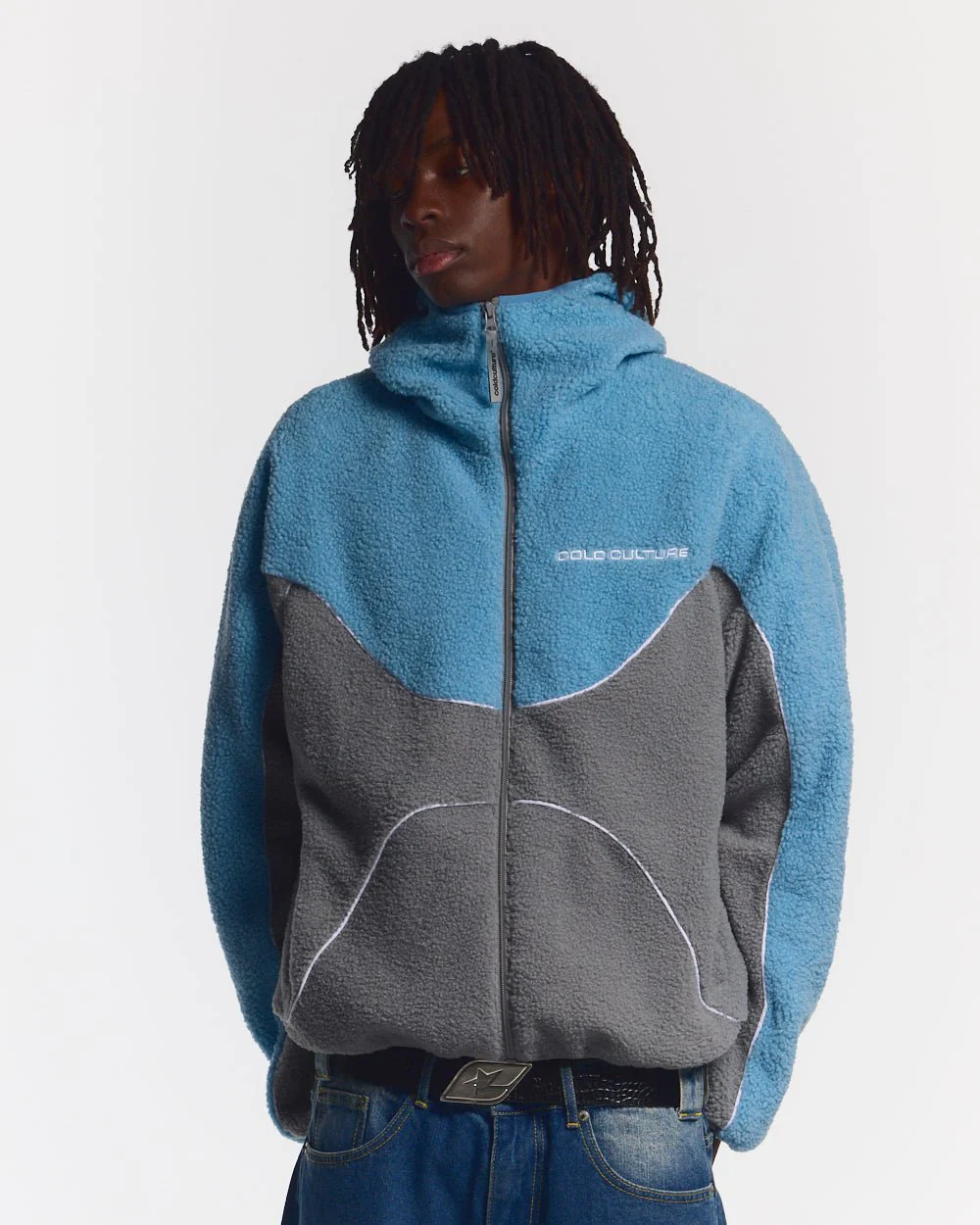 NO RISK FLEECE JACKET STONE GREY/STERLING BLUE - Image 3