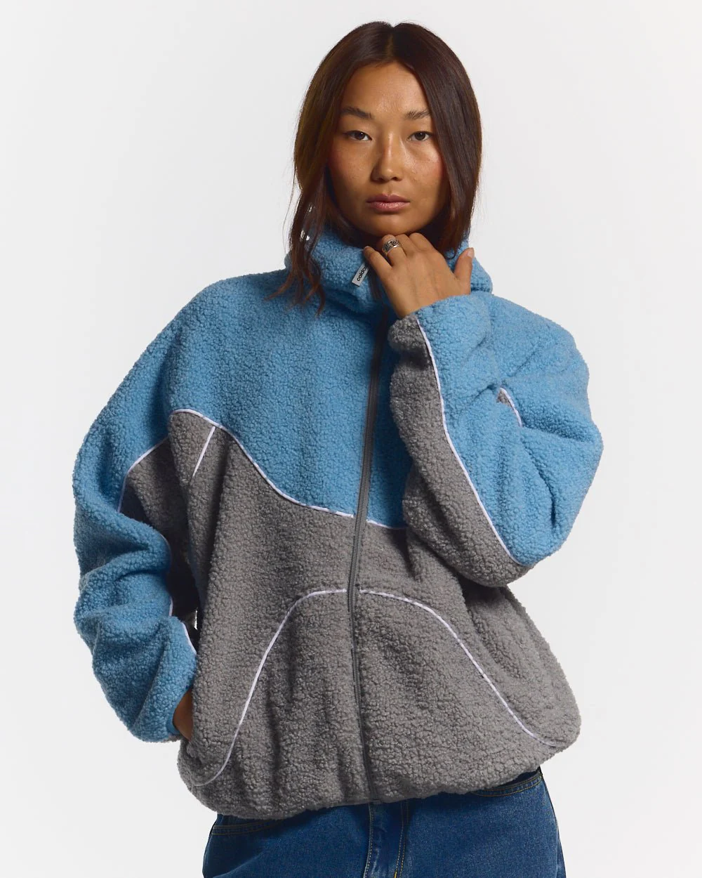 NO RISK FLEECE JACKET STONE GREY/STERLING BLUE - Image 5