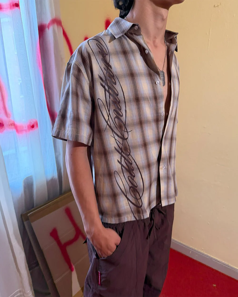 OFFICE SCRIPT SHIRT BEIGE - Image 10