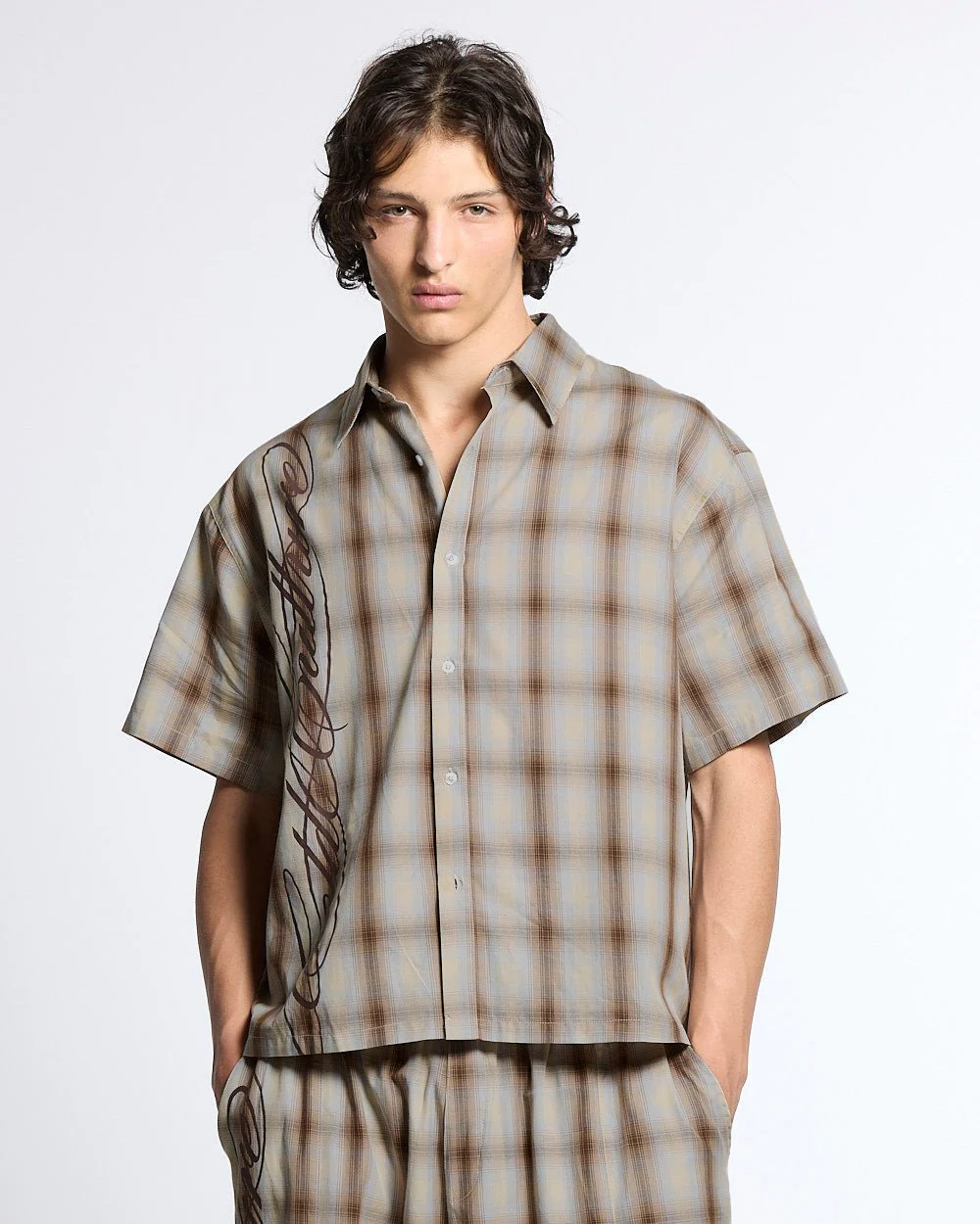 OFFICE SCRIPT SHIRT BEIGE - Image 2