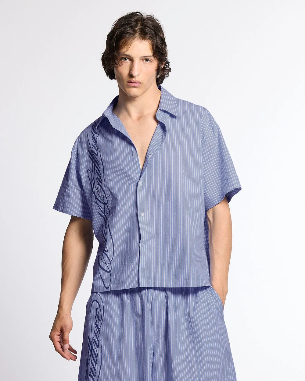 OFFICE SCRIPT SHIRT BLUE - Image 2