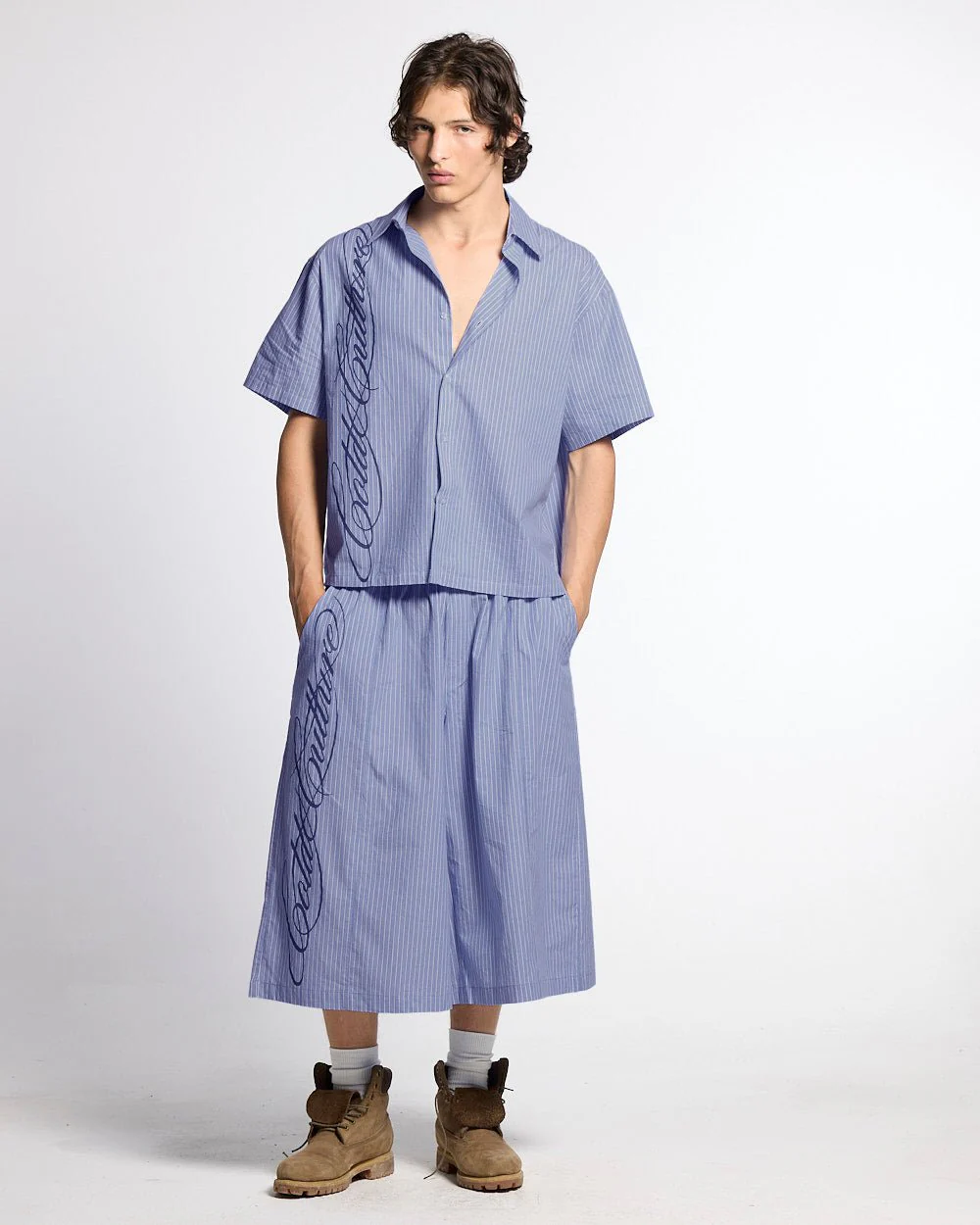 OFFICE SCRIPT SHIRT BLUE - Image 5