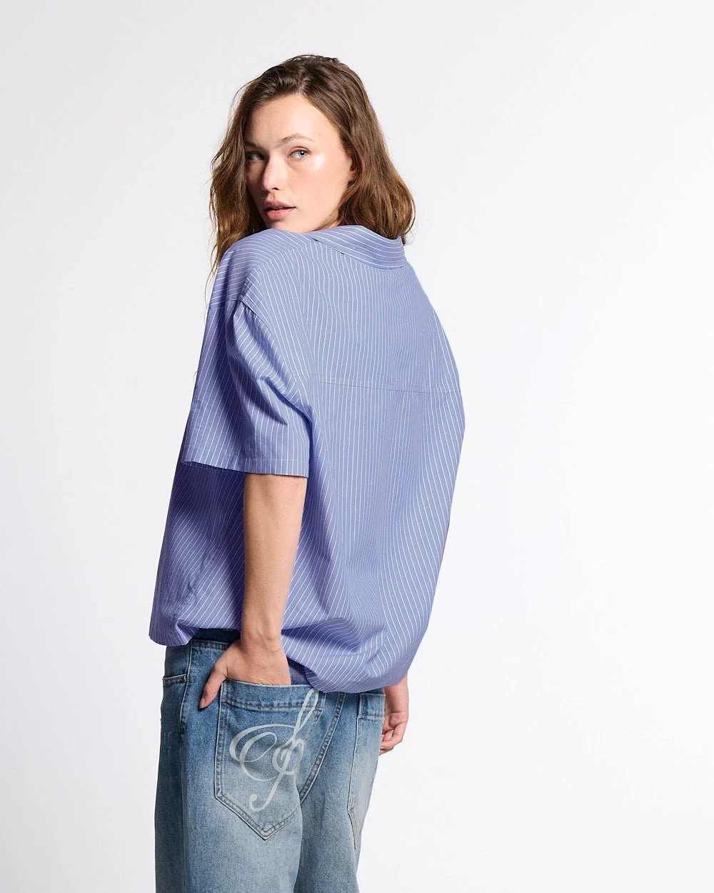 OFFICE SCRIPT SHIRT BLUE - Image 9