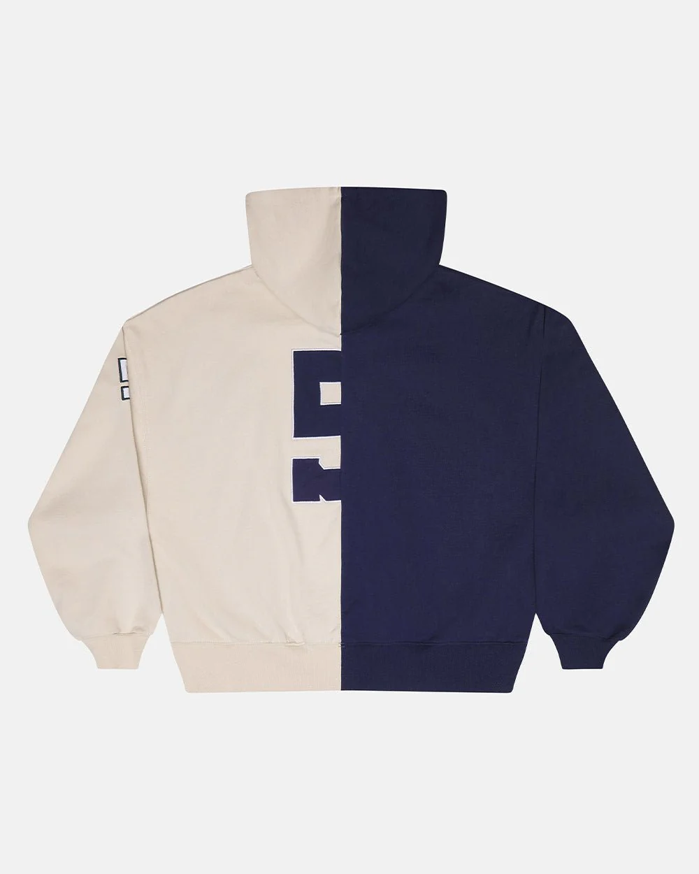 OUTLAW MOOD ZIP HOODIE IVORY GREY & DARK BLUE - Image 3