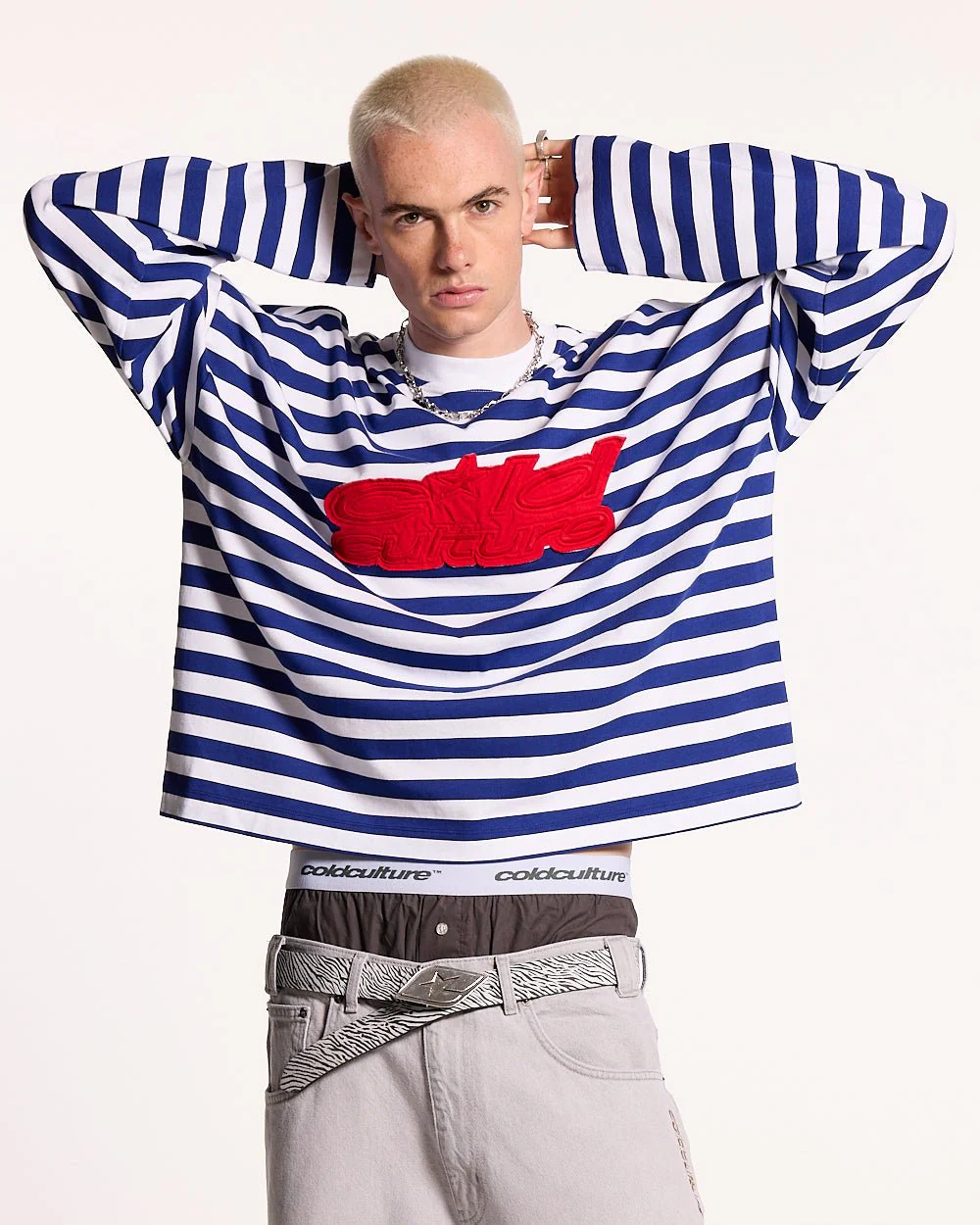 PARDON ME LONGSLEEVE WHITE & NAVY - Image 2
