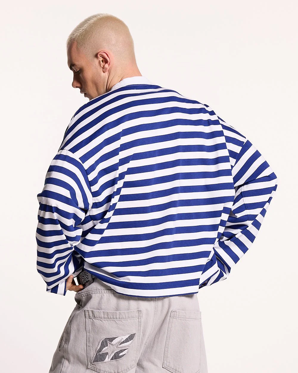 PARDON ME LONGSLEEVE WHITE & NAVY - Image 4