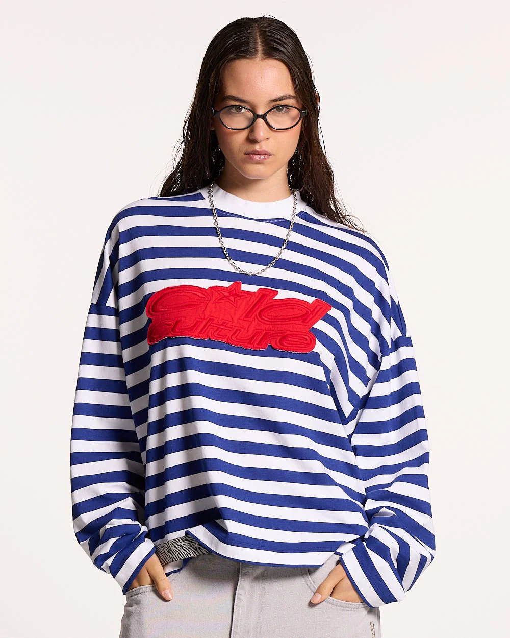 PARDON ME LONGSLEEVE WHITE & NAVY - Image 5
