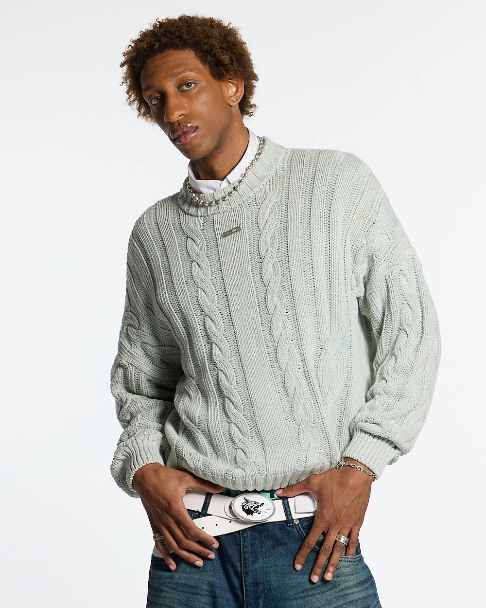 PATTERNED KNIT LIGHT BLUE - Image 3