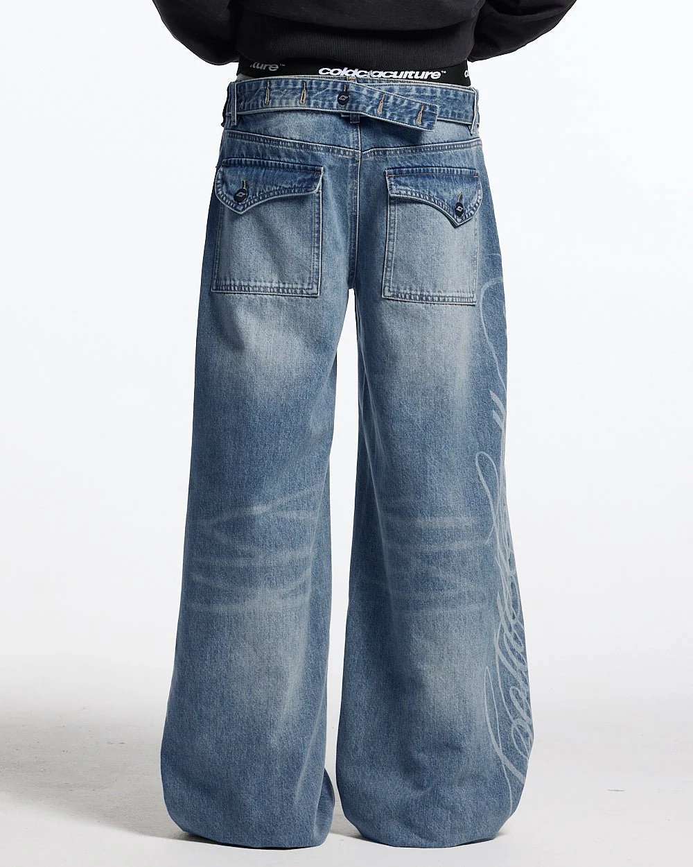 PERFECT SCRIPT PANTS BLUE DENIM - Image 3