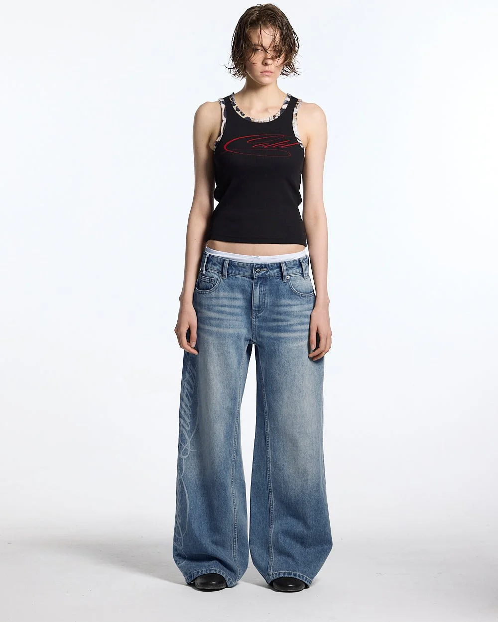 PERFECT SCRIPT PANTS BLUE DENIM - Image 5