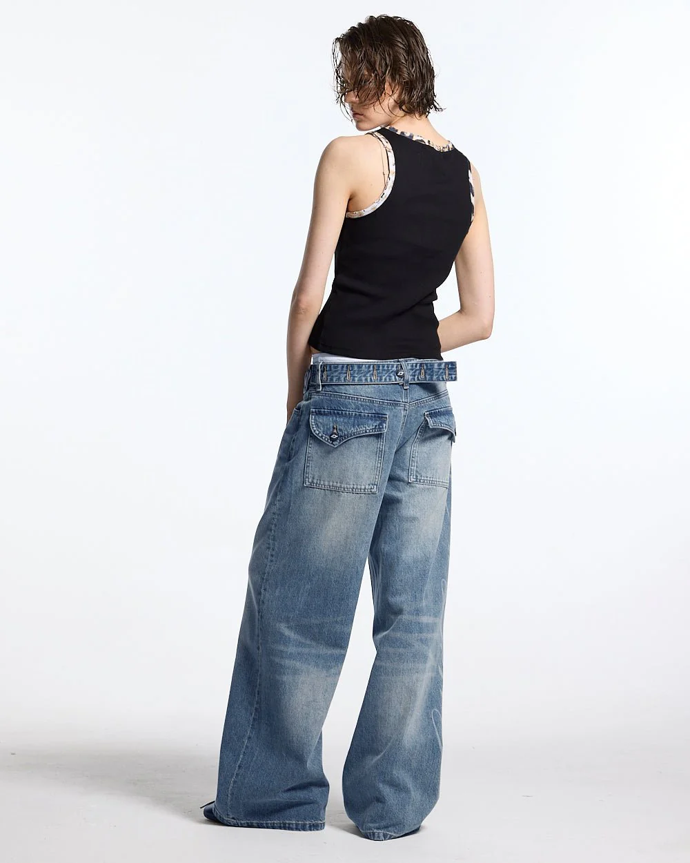 PERFECT SCRIPT PANTS BLUE DENIM - Image 6