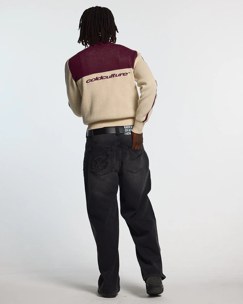 POWERLINE ZIP KNIT BEIGE & BURGUNDY - Image 4