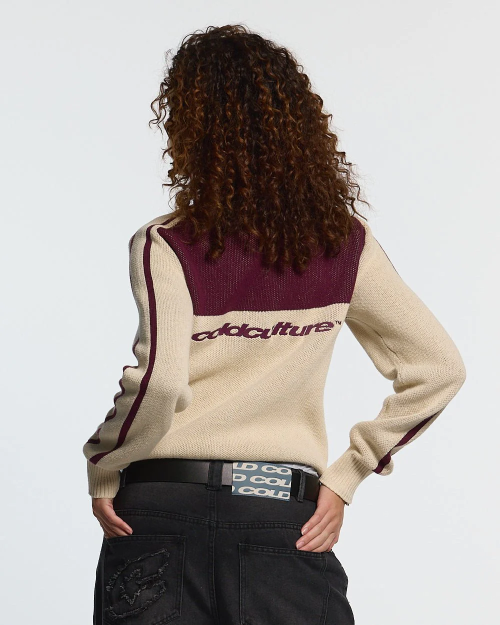 POWERLINE ZIP KNIT BEIGE & BURGUNDY - Image 6