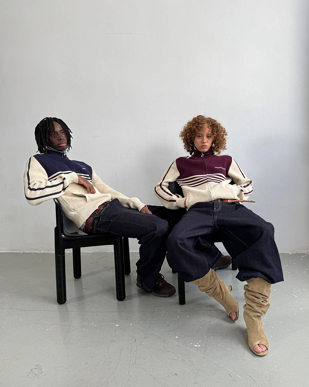 POWERLINE ZIP KNIT BEIGE & BURGUNDY - Image 8