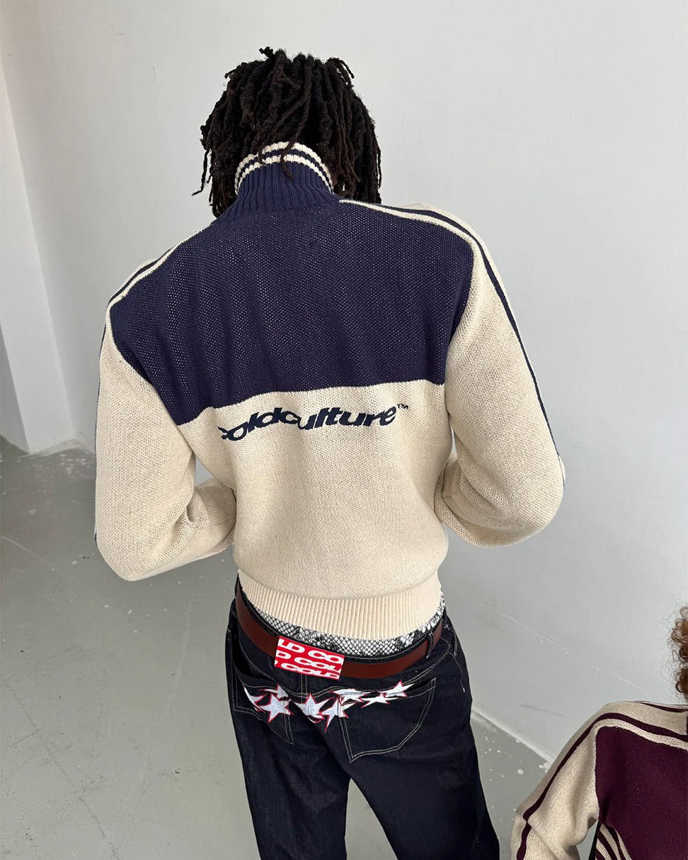 POWERLINE ZIP KNIT BEIGE & DARK BLUE - Image 7