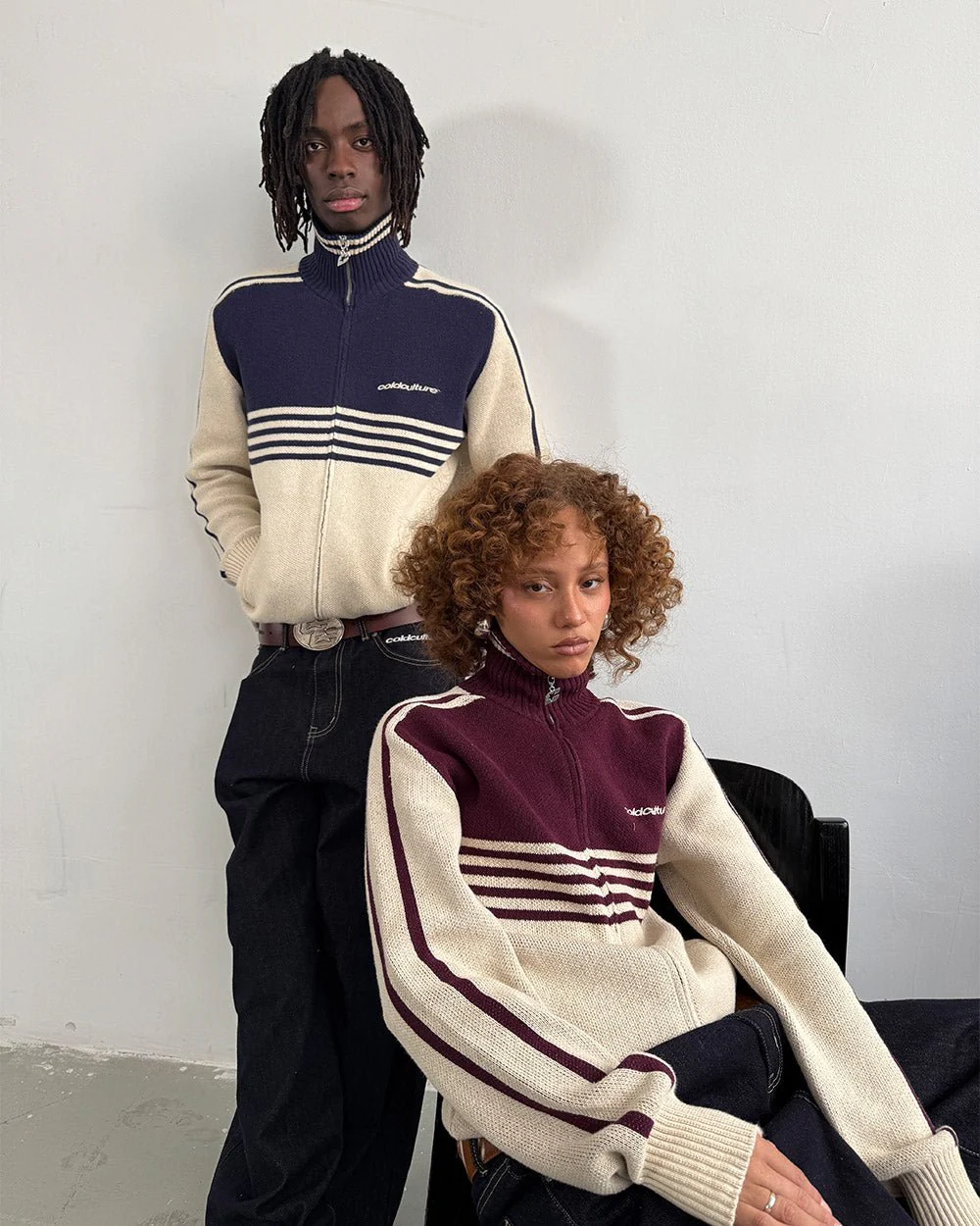 POWERLINE ZIP KNIT BEIGE & DARK BLUE - Image 8