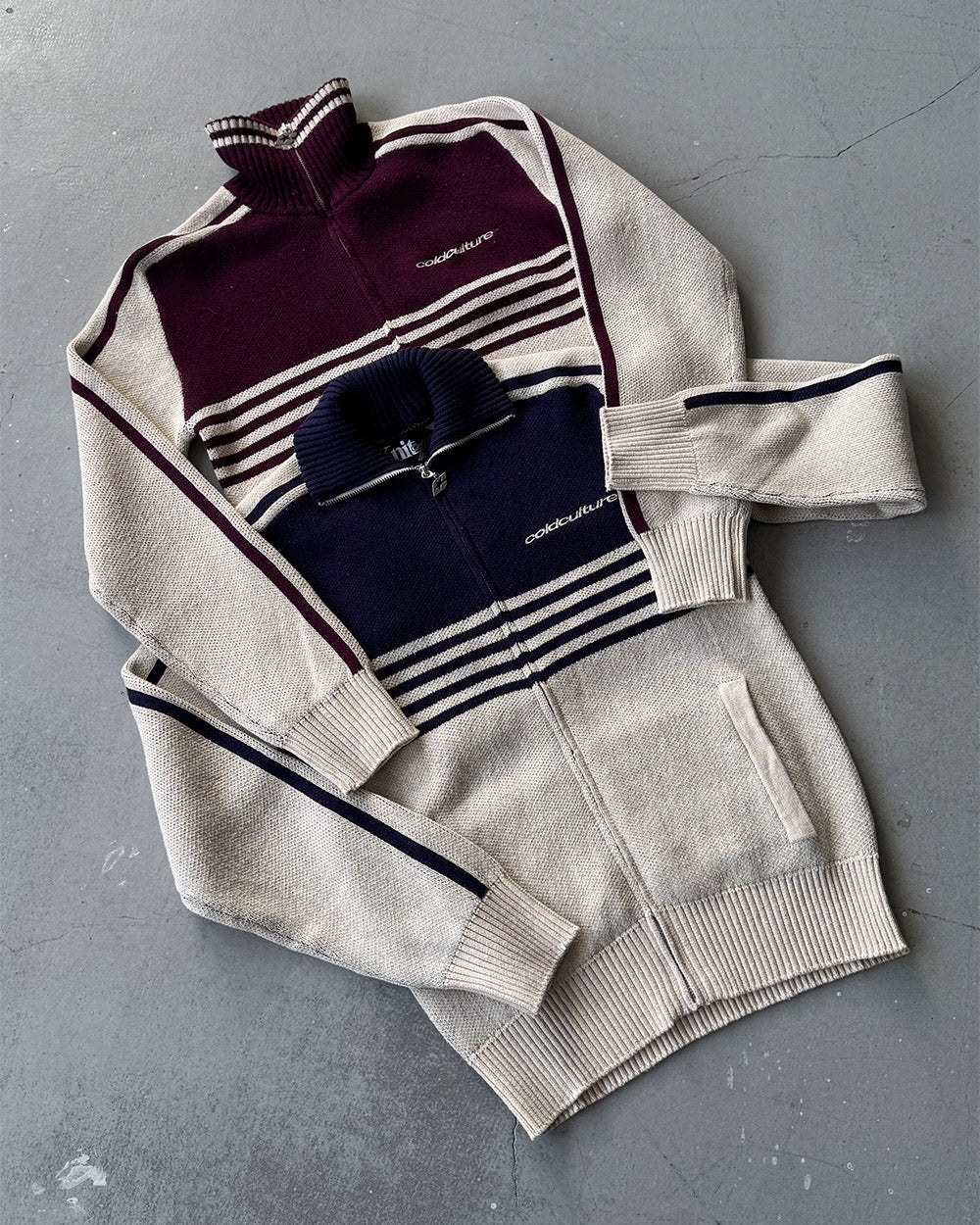 POWERLINE ZIP KNIT BEIGE & DARK BLUE - Image 9