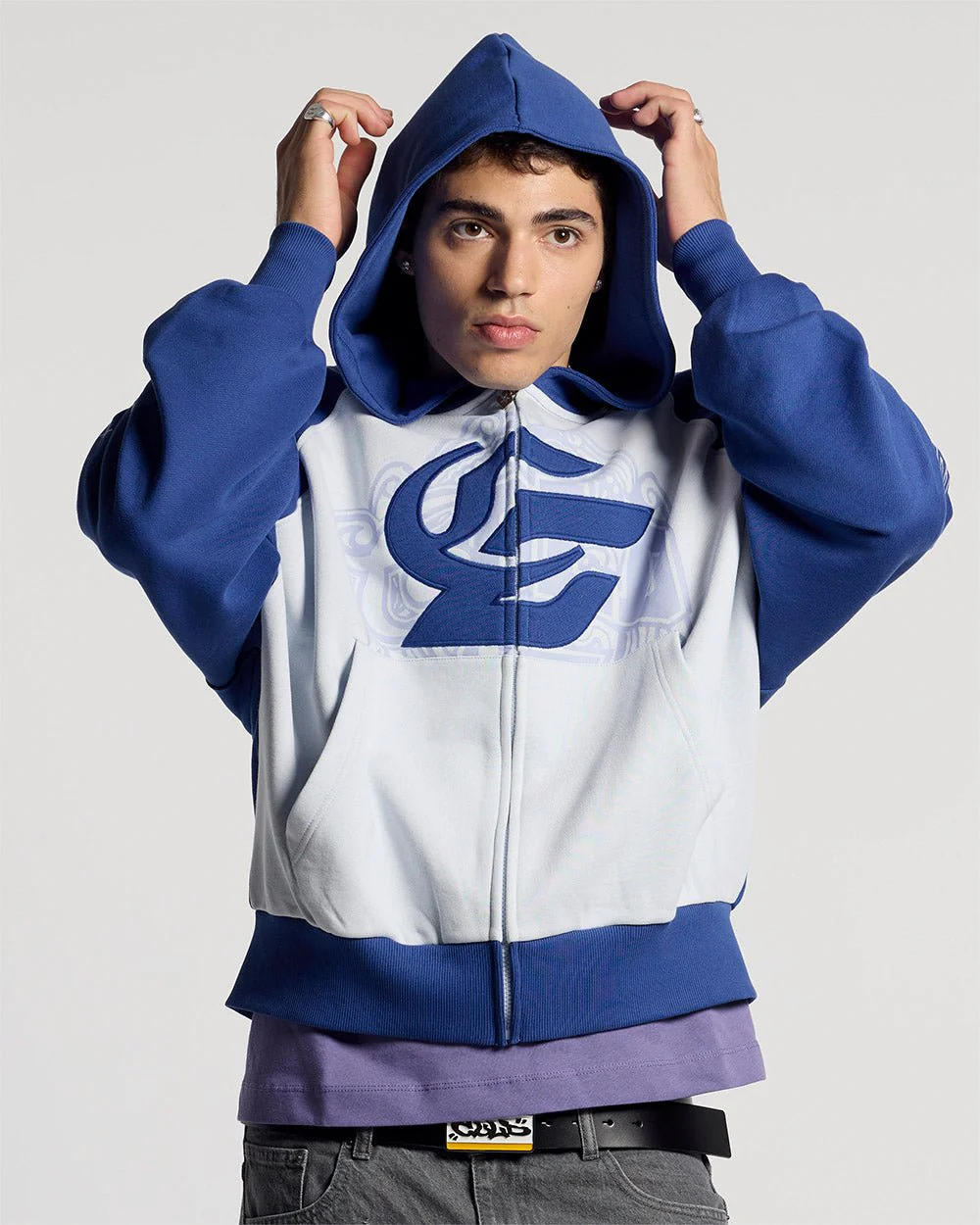 PRESTIGE ZIP HOODIE BLUE & WHITE - Image 2